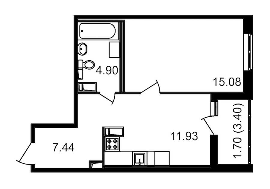 Однокомнатная квартира в : площадь 42.76 м2 , этаж: 12 – купить в Санкт-Петербурге